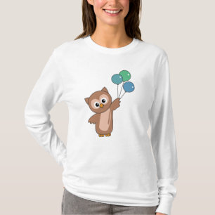 Owl vliegt met ballonnen zoete dieren voor kindere t-shirt