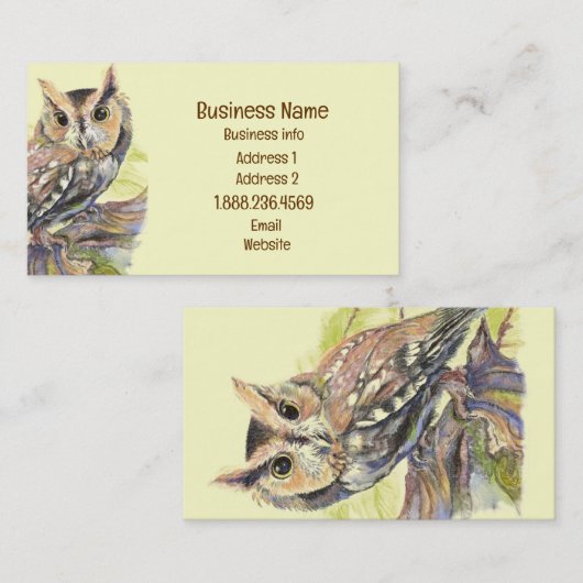 Owl, vogel, Natuur, wilde natuur, milieubedrijven Visitekaartje (Voorkant / Achterkant)