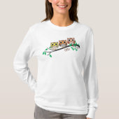 Owl vogels op boomkalveren Facultatieve Initialen T-shirt (Voorkant)