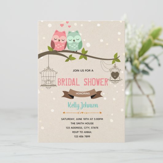 Owl vrijgezellenfeest partijuitnodiging kaart (Staand voorkant)