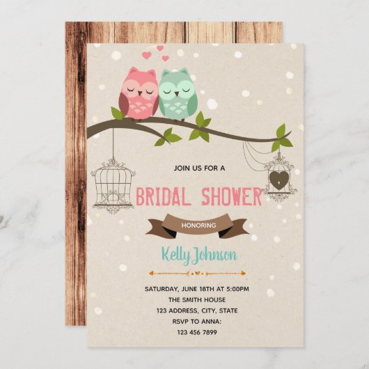 Owl vrijgezellenfeest partijuitnodiging kaart (Voorkant / Achterkant)