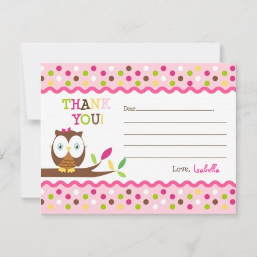 Owl vul blanco dank u de kaarten van de Nota (Voorkant)