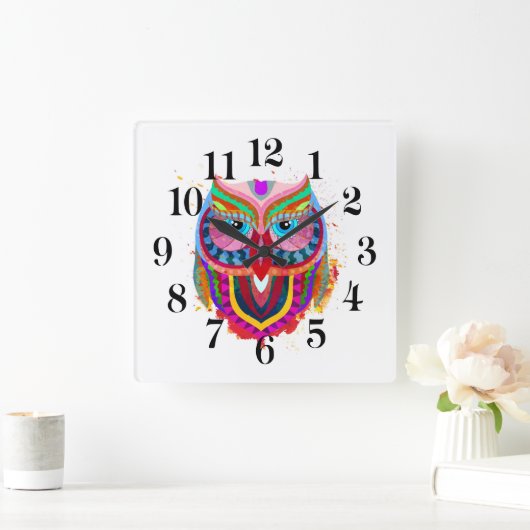 Owl Wall Clock Vierkante Klok (Huis)
