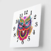 Owl Wall Clock Vierkante Klok (Hoek)