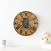 Owl Wall Clock - Wooden Style Design Grote Klok (Huis)