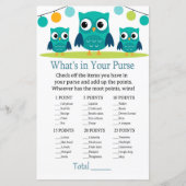 Owl Wat zit er in je baby shower met handtas (Voorkant)