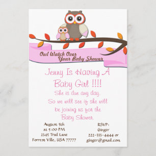 Owl Watch Over Baby shower Birthday Party nodigt u Kaart
