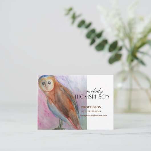 Owl Waterverf Custom Creative Visitekaartje (Staand voorkant)
