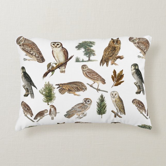  owl Waterverf Forest Pattern Accent Kussen (Voorkant)