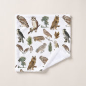  owl Waterverf Forest Pattern Bad Handdoek (Wasdoekje)