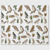 owl Waterverf Forest Pattern Cadeaupapier (Vlak)