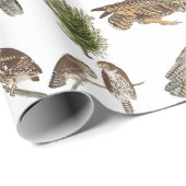 owl Waterverf Forest Pattern Cadeaupapier (Rol Hoek)