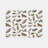 owl Waterverf Forest Pattern Fleece Deken (Voorkant (Horizontaal))