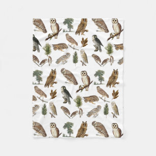 owl Waterverf Forest Pattern Fleece Deken