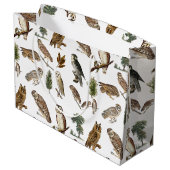  owl Waterverf Forest Pattern Groot Cadeauzakje (Achterkant Gekanteld)