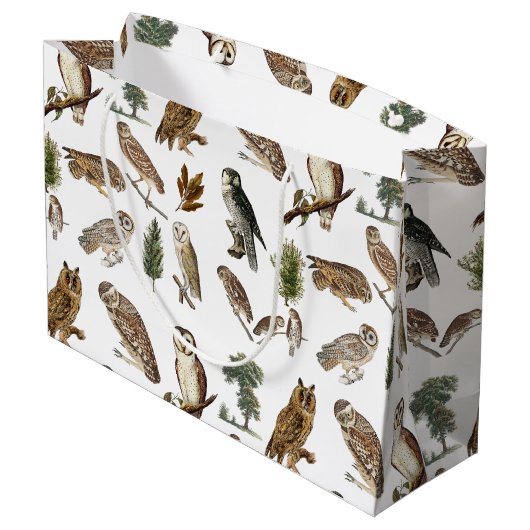  owl Waterverf Forest Pattern Groot Cadeauzakje (Achterkant Gekanteld)