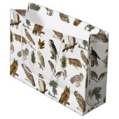  owl Waterverf Forest Pattern Groot Cadeauzakje (Voorkant Gekanteld)