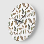  owl Waterverf Forest Pattern Grote Klok (Hoek)