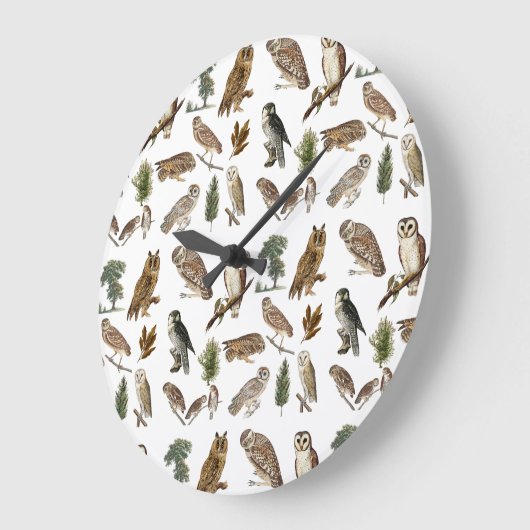  owl Waterverf Forest Pattern Grote Klok (Hoek)