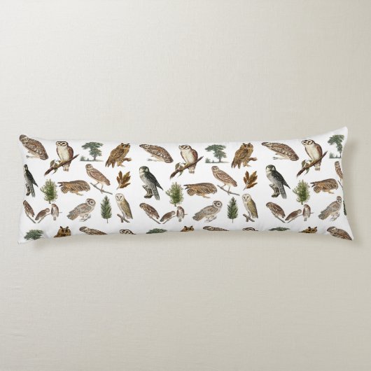  owl Waterverf Forest Pattern Lichaamskussen (Achterkant)