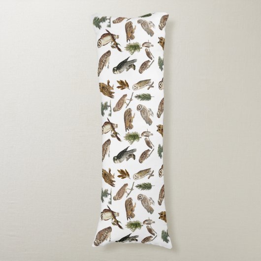 owl Waterverf Forest Pattern Lichaamskussen (Voorkant Verticaal)