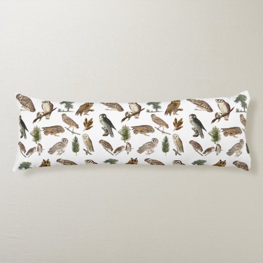 owl Waterverf Forest Pattern Lichaamskussen (Voorkant)