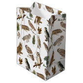  owl Waterverf Forest Pattern Medium Cadeauzakje (Achterkant Gekanteld)