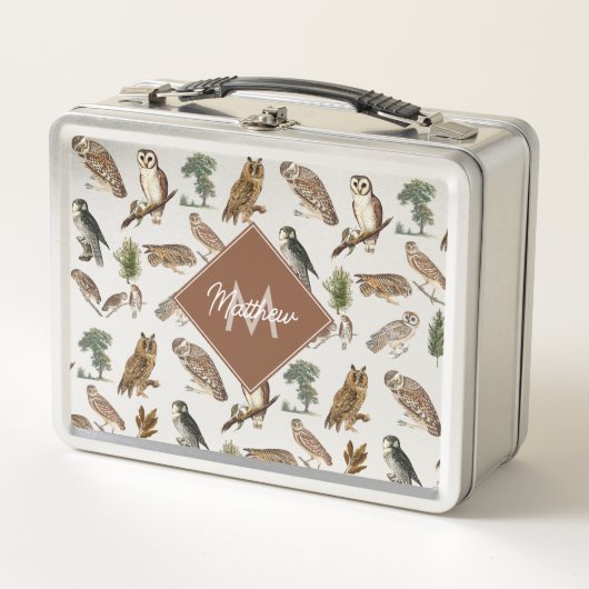 owl Waterverf Forest Pattern Monogram (Voorkant)