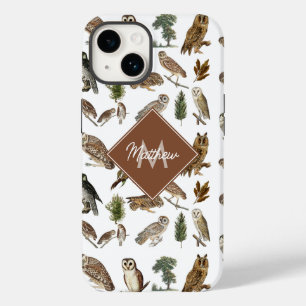  owl Waterverf Forest Pattern Monogram Case-Mate iPhone 14 Hoesje