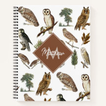  owl Waterverf Forest Pattern Monogram