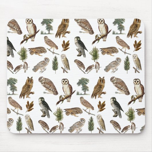 owl Waterverf Forest Pattern Muismat (Voorkant)