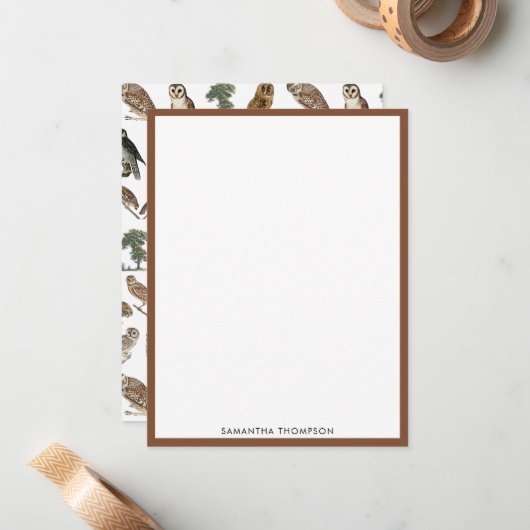  owl Waterverf Forest Pattern Notitiekaartje (Voorkant / Achterkant in situ)