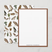  owl Waterverf Forest Pattern Notitiekaartje (Voorkant / Achterkant)