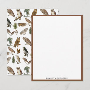 owl Waterverf Forest Pattern Notitiekaartje