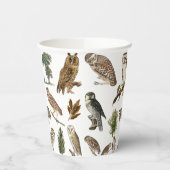 owl Waterverf Forest Pattern Papieren Bekers (Links)