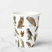 owl Waterverf Forest Pattern Papieren Bekers (Rechts)