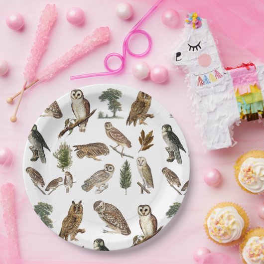  owl Waterverf Forest Pattern Papieren Bordje (Feest)