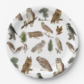  owl Waterverf Forest Pattern Papieren Bordje (Voorkant)