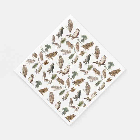 owl Waterverf Forest Pattern Servet (Hoek)