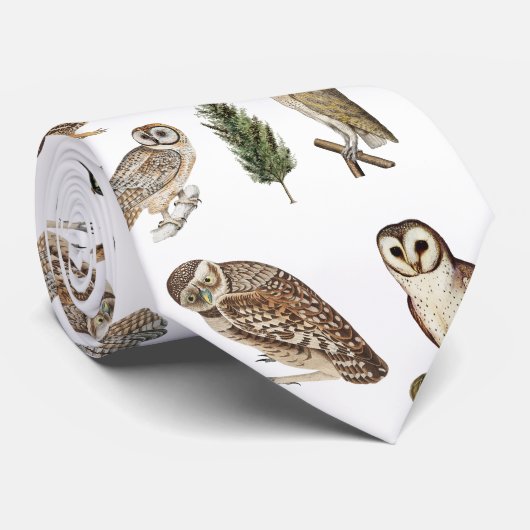 owl Waterverf Forest Pattern Stropdas (Opgerold)