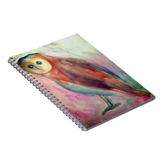 Owl Waterverf kunst tekening Notitieboek (Rechterzijde)
