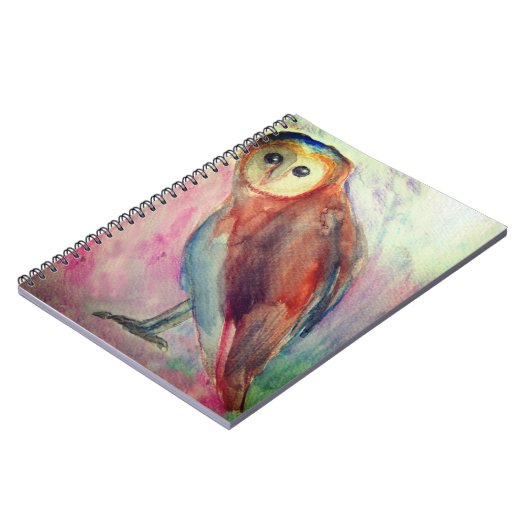 Owl Waterverf kunst tekening Notitieboek (Linkerzijde)