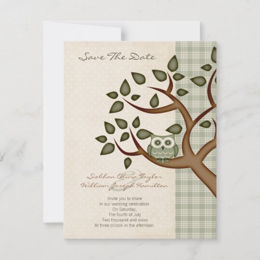 Owl Wedding Save The Date (Voorkant)