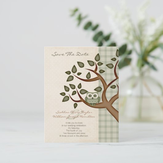 Owl Wedding Save The Date (Staand voorkant)