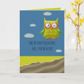 Owl Wees je Valentijn kaart (Gele Bloem)
