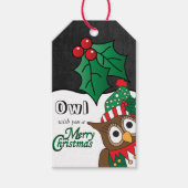 Owl Wens je een prettige kerst Cadeaulabel (Voorkant)