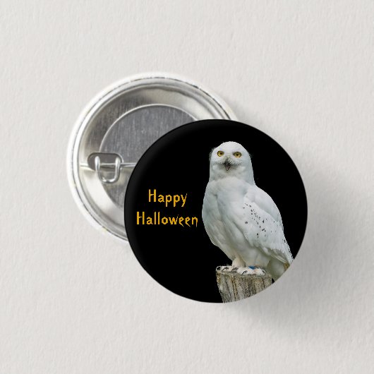 Owl White Log Photo Halloween Ronde Button 3,2 Cm (Voorkant /achterkant)