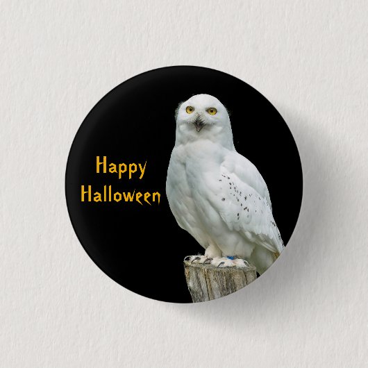 Owl White Log Photo Halloween Ronde Button 3,2 Cm (Voorkant)
