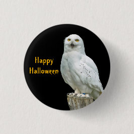 Owl White Log Photo Halloween Ronde Button 3,2 Cm