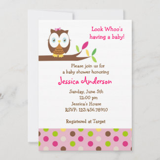 Owl Whoo Baby shower Birthday Party Invitations Kaart